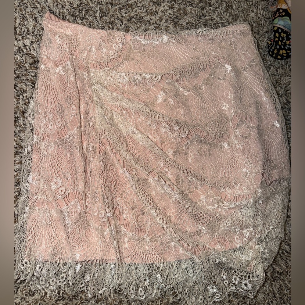 FREE PEOPLE Women's Blush Pink Lace Overlay Skirt